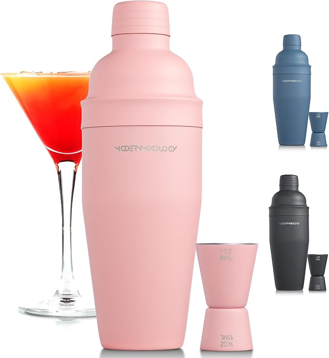 Modern Mixology 24oz Matte Pink Cocktail Shaker Set – Bartender Essentials by ModernMixology