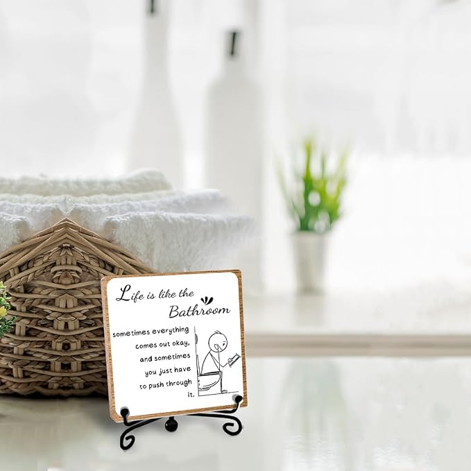 Funny Bathroom Decor, Bathroom Wooden Sign - Image 3