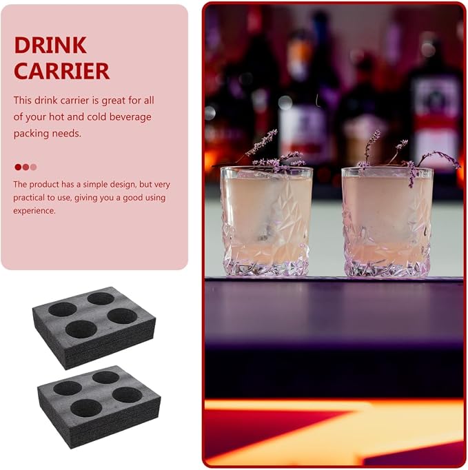 PRETYZOOM 2Pcs Foam Drink Carrier Tray 4-Cup Beverage Fixed Holder - Image 3