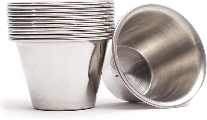 Ramekins Stainless Steel Condiment Sauce Cups, Metal Ramekins, Commercial Grade by EHOMEA2Z
