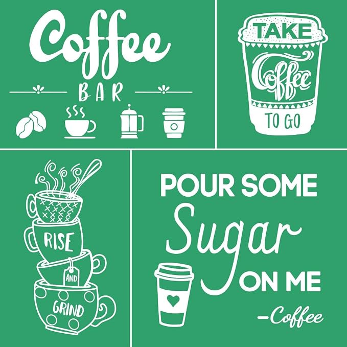 DGAGA Silk Screen Stencils, Coffe BAR Self Adhesive Silk Screen Transfers by DGAGA