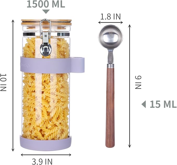 KKC 1.5-Quart Large Glass Nuts Storage Container, Airtight Food Storage Jar - Image 4