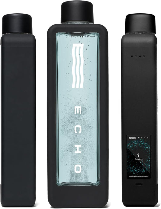 Echo Flask Hydrogen Water Bottle - Active Hydration Solution with Water Intake Tracking & LCD Touch Screen - Compact & Convenient - Transparent Hydrogen Flask - 12 oz