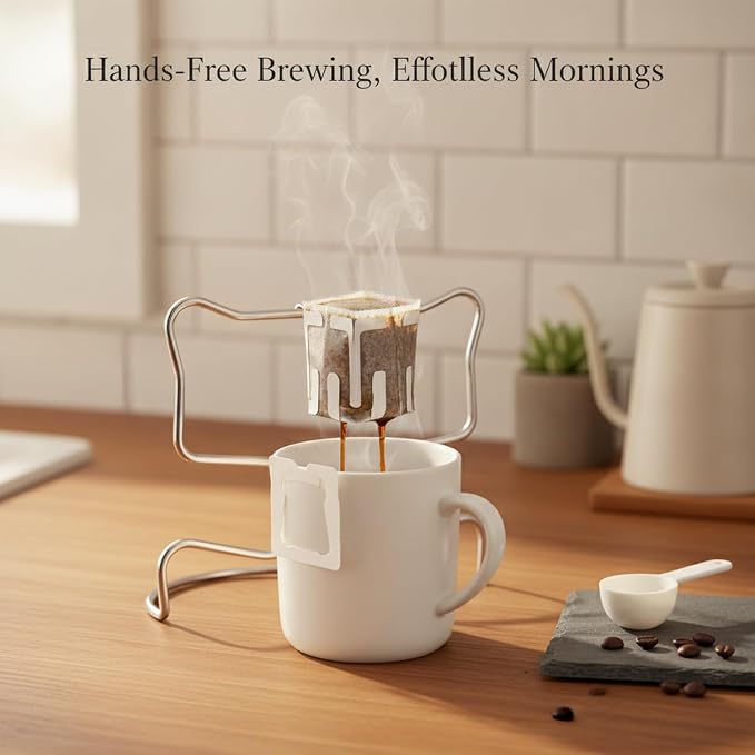 Stainless Steel Drip Coffee Bag Holder Stand, Reusable Filter Support - Image 2