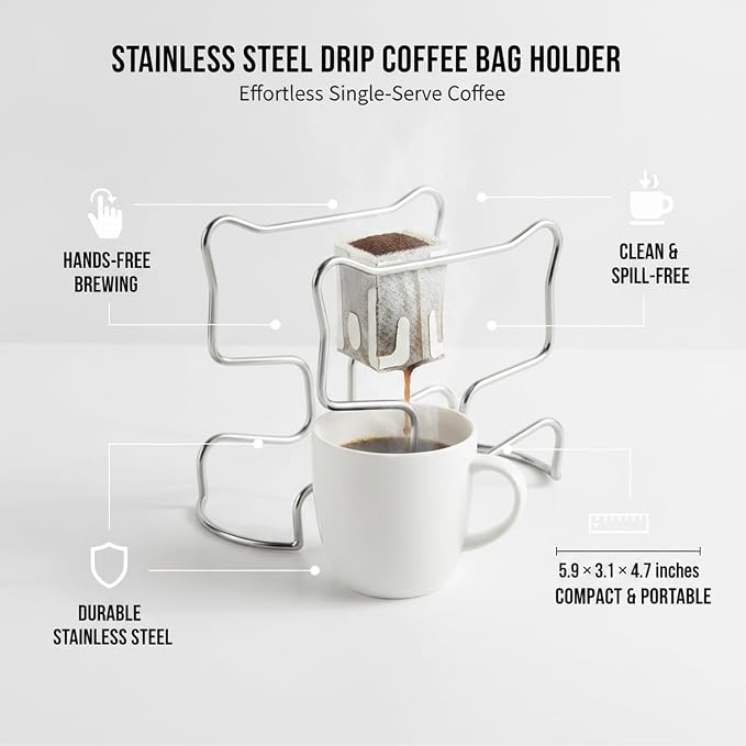 Stainless Steel Drip Coffee Bag Holder Stand, Reusable Filter Support - Image 5