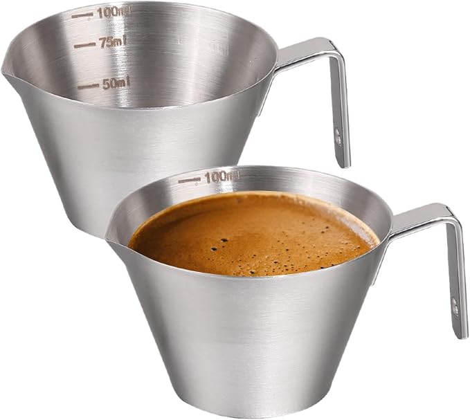 Espresso Shot Cups, Measuring Cup Dishwasher Safe 2 Pack Stainless Steel by SYCOOVEN