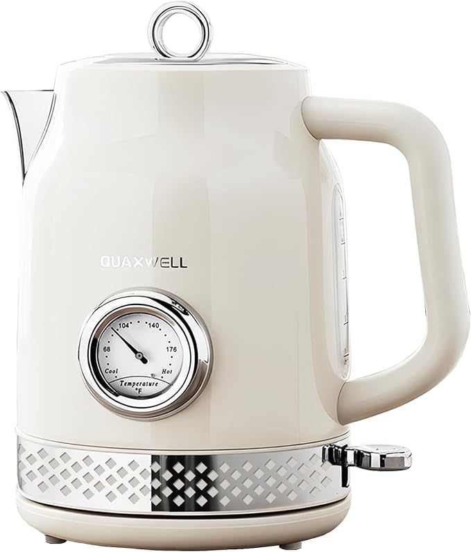 Retro Electric Kettle, 1.7L 304 Stainless Steel Tea Kettle by QUAXWELLProducts