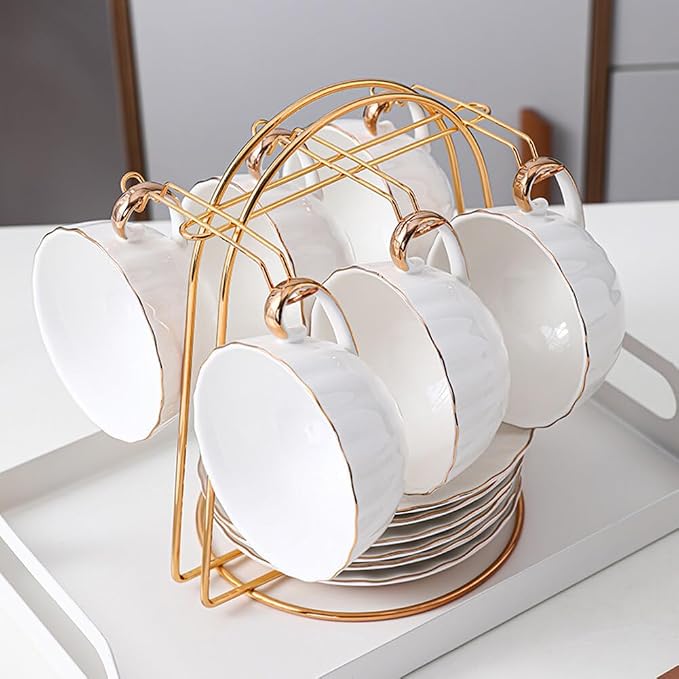 Eforcase Tea Cup and Saucer Display Stand Holder Rack Metal Cup Saucer Holder by Eforcase
