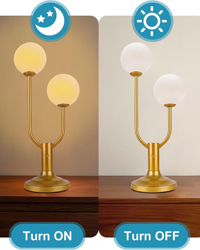 Lightdot Globe Table Lamp for Bedroom Mid Century Modern Gold Small Desk Lamp - Image 6