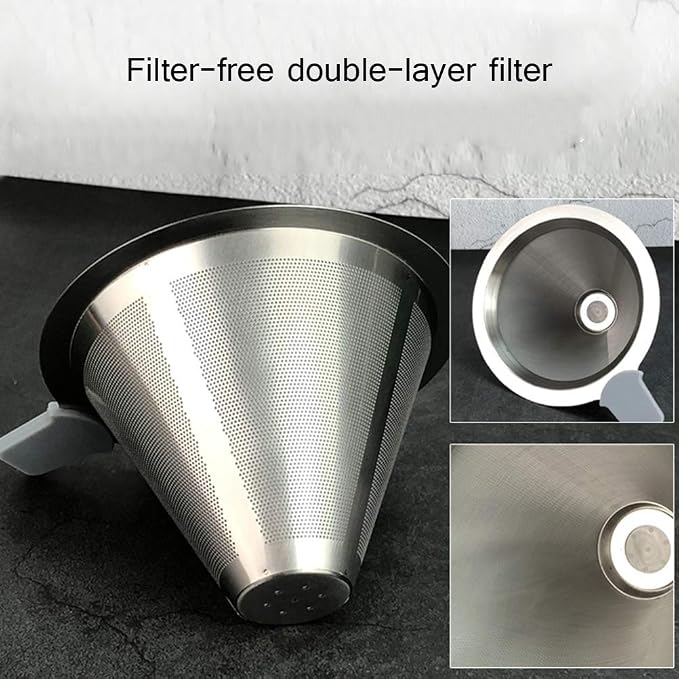 Stainless Steel Adjustable Pour Over Coffee Maker, Adjustable Stand, Double - Image 5