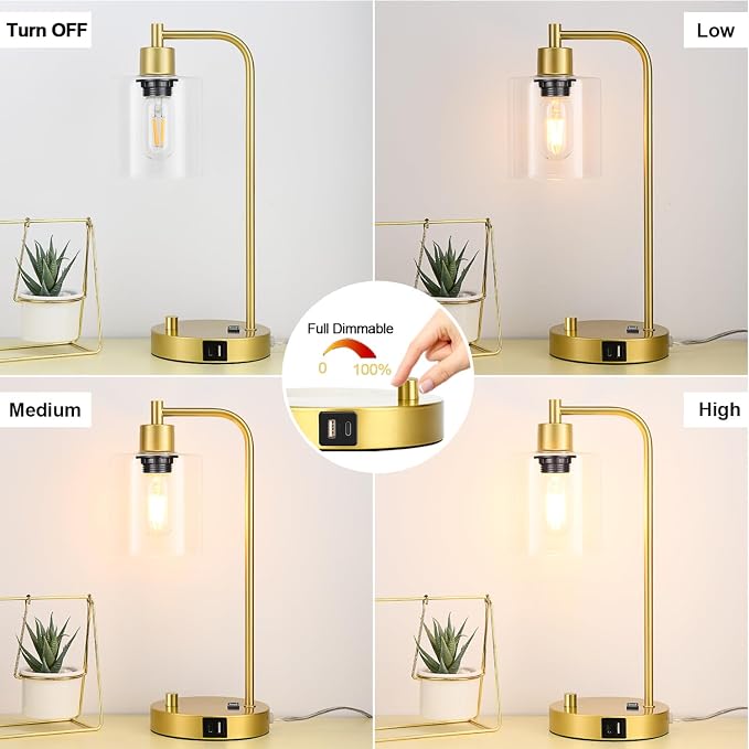 Gold Industrial Table Lamp - Image 3