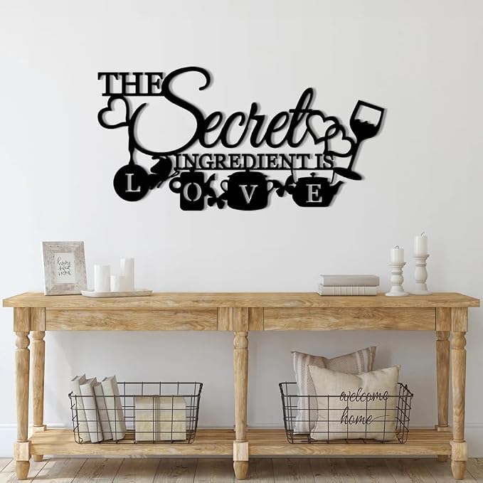 XORT The Secret Ingredient is Love Metal Wall Art Sign, Farmhouse Dining Room - Image 4
