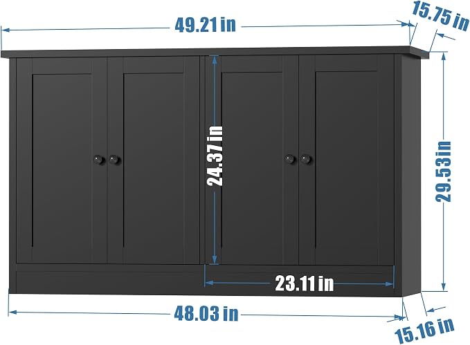 holzart Black Buffet Cabinet - Image 2