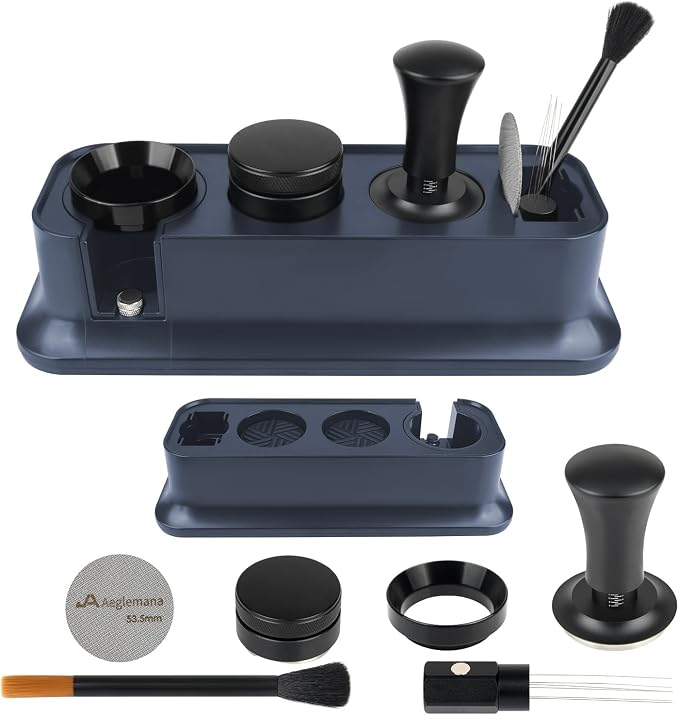 7 Pack 54mm Espresso Accessories – Tamper Station, Coffee Distributor, WDT Tool by Aeglemana
