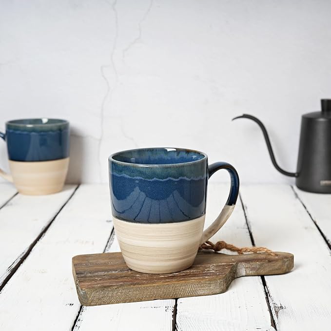 Bosmarlin Ceramic Coffee Mug Set of 4, 17 Oz, 5 Colors to Choose, Tea Cups - Image 4
