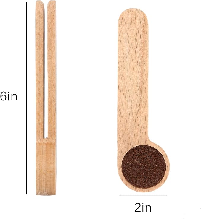 Wood Coffee Scoop with Bag Clip, Measuring Tea Coffee Bean Spoon Clip Gift - Image 2