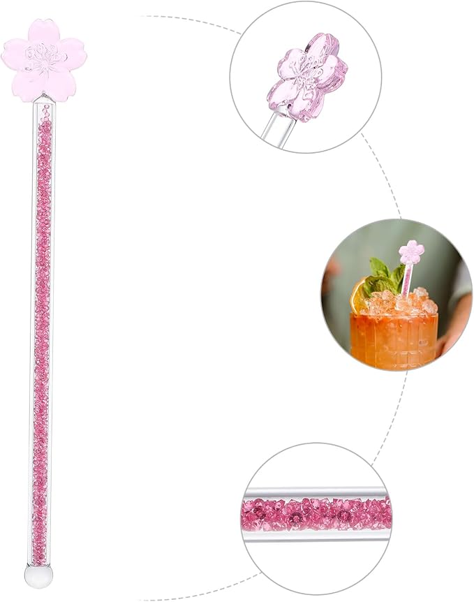 1pc Flower Design Glass Stirring Rod - Image 7