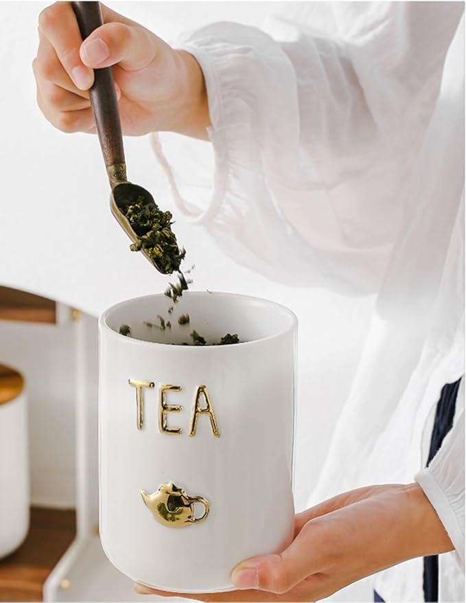 Ceramics Tea Canisters with Airtight Seal Lid, Simple Style Loose Leaf Tea - Image 7