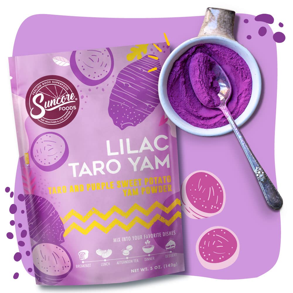 Suncore Foods Lilac Taro Yam Powder, Light Purple Food Coloring Powder, Gluten-Free, Non-GMO, 5oz (1 Pack)