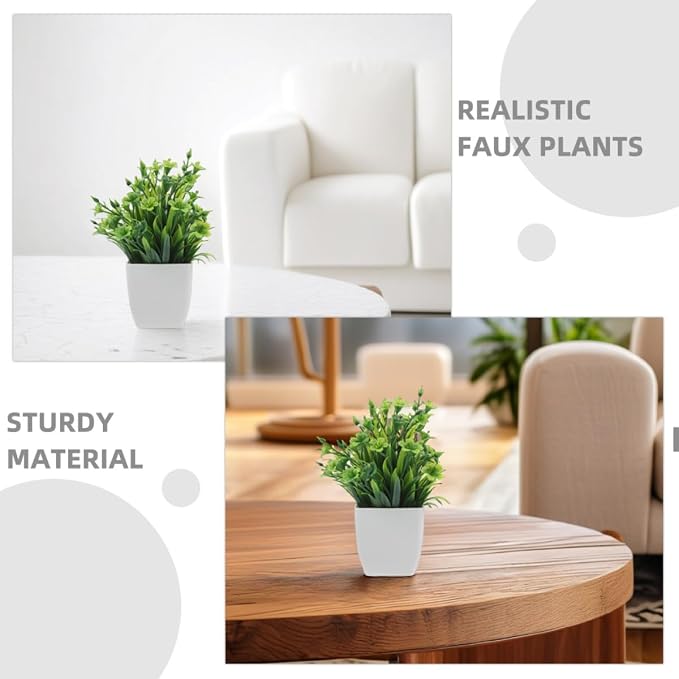 3pcs Realistic Small Potted Artificial Plants Set, Faux Greenery - Image 7