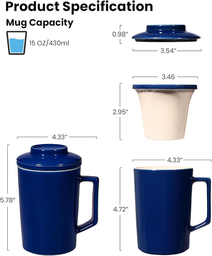 15 OZ Porcelain Tea Infuser Cup - Image 2