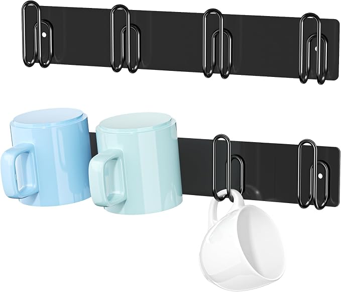 Mug Holder Wall Mounted, 2 Pack Coffee Cup Hooks, Metal Mug Rack by WelcometotheXILIMEN
