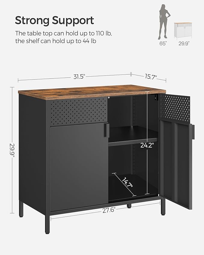 SONGMICS Storage Cabinet, Metal Cabinet, Sideboard - Image 3