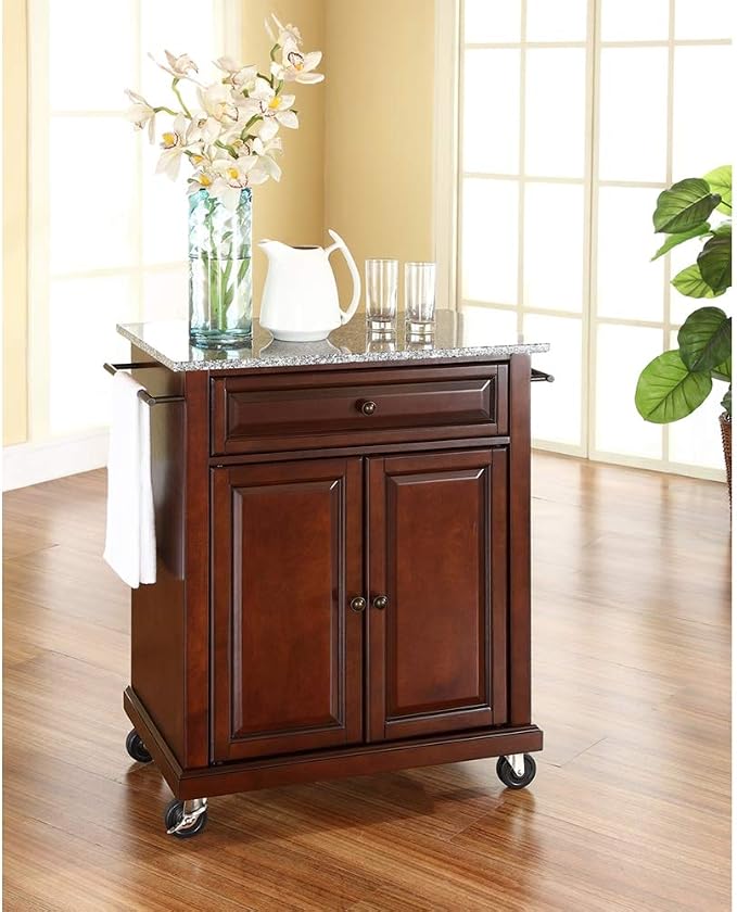 Crosley Furniture Compact Granite Top Small Rolling Cart - Image 2