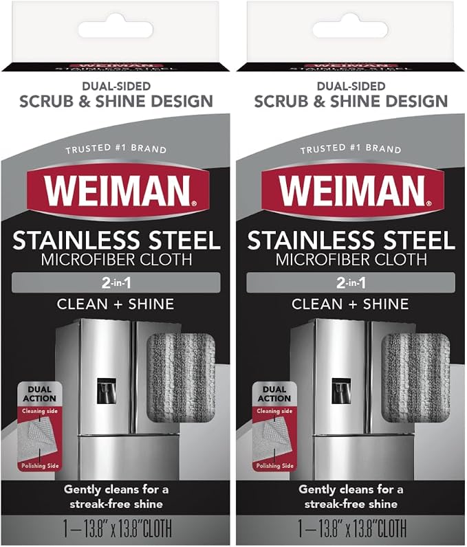 Weiman Microfiber Cloth for Stainless Steel, Safely Traps and Removes Dirt by Weiman
