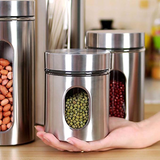 Teensery Stainless Steel Container Food Storage Jar Sealed Coffee Can Kitchen - Image 5