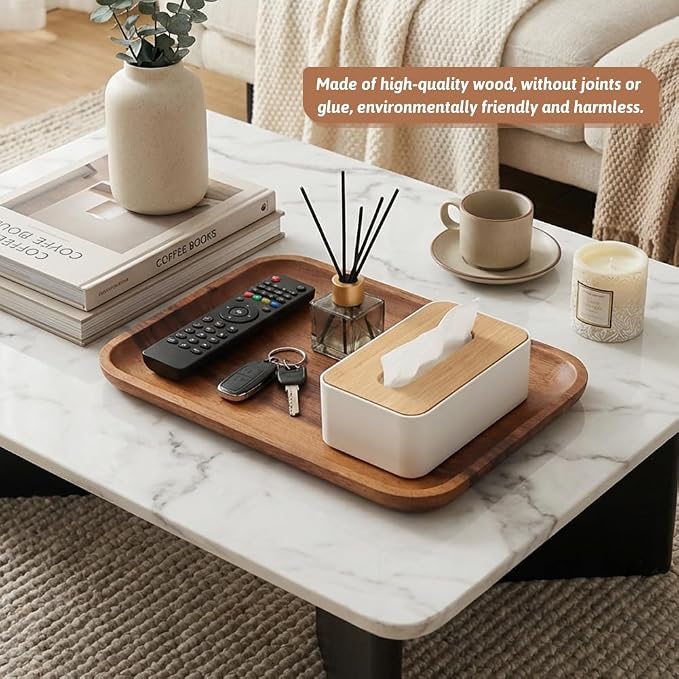 Wood Serving Tray with Clip, Wooden Trays Home Decor, Decorative Rectangular - Image 5