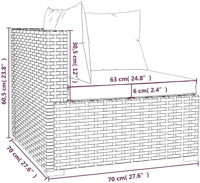 8-Piece Outdoor Garden Lounge Set, Rectangular Modular Couch - Image 7
