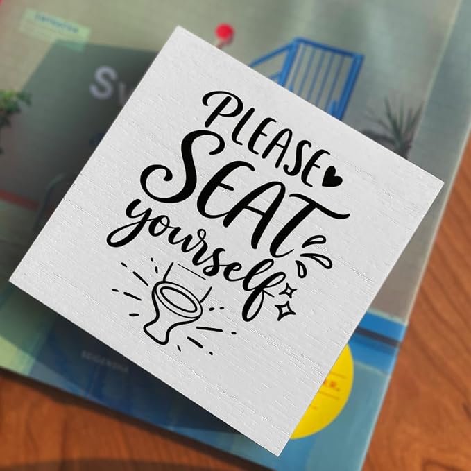 Funny Rustic Bathroom Decor Wooden Box Sign 5x5 Inch - Image 4