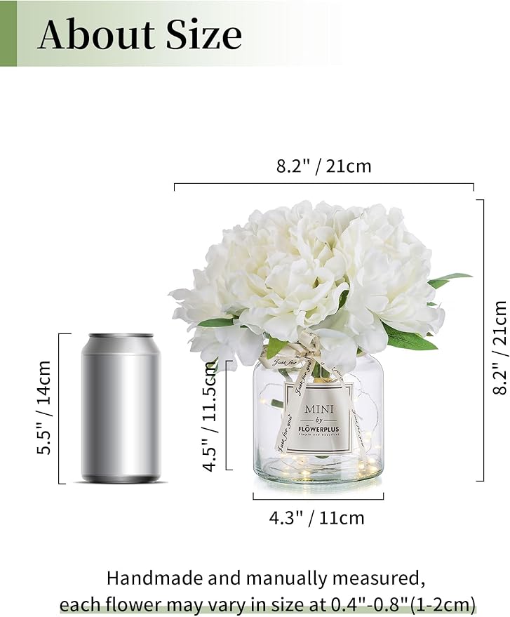 BLOSMON Fake Flowers in Vase for Table: White Artificial Hydrangea - Image 2