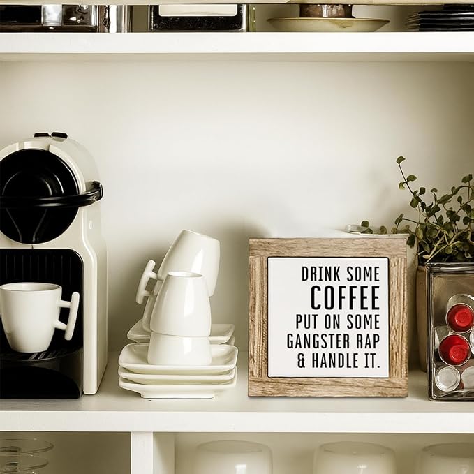 Coffee Wooden Box Decor, Farmhouse Home Office Cafe Sign, Drink Coffee Put On - Image 5