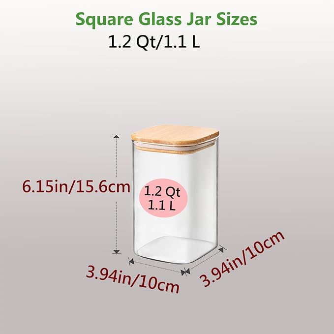 1.2 Qt Square Glass Storage Containers - Image 2