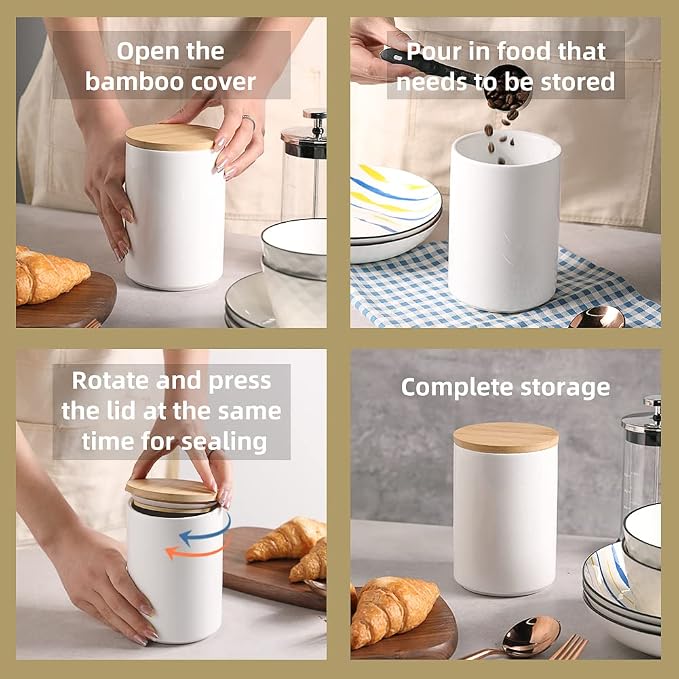 Sweejar Kitchen Canisters Ceramic Food Storage Jar Set, Stackable Containers - Image 4