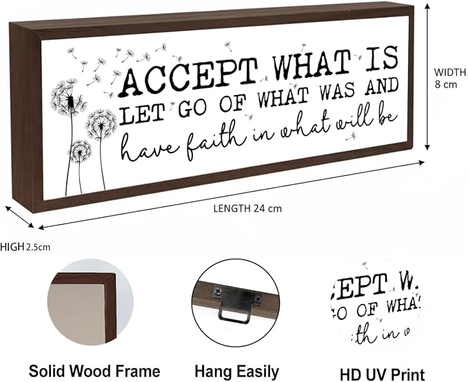 Accept What Is Let Go of What was Sign, Inspirational Wood Sign, Framed Wooden - Image 5