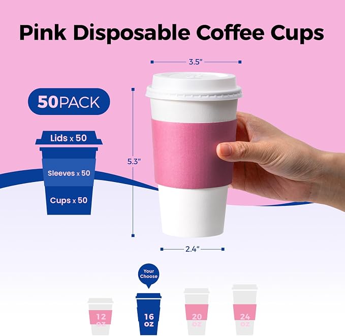 Fit Meal Prep 50 Pack 16 oz Disposable Coffee Cups - Image 2