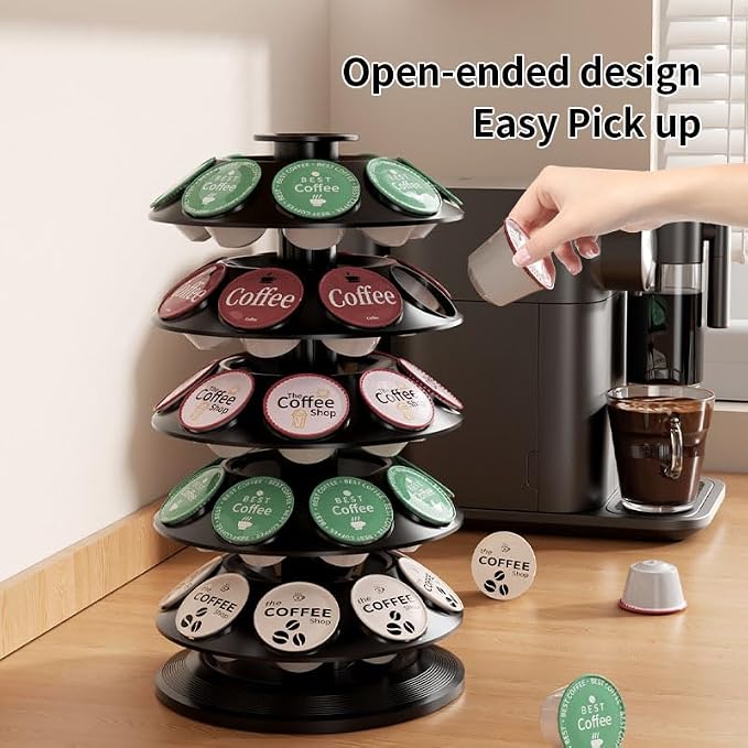 SAVORI 40 Capacity Rotating K-Cup Holder, 5-Tier Black Coffee Pod Carousel Stand - Image 3