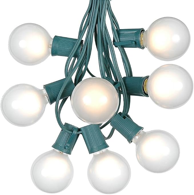 G50 Patio String Lights with 125 Frosted Globe Bulbs – Outdoor String Lights – by NoveltyLights-LightExperts