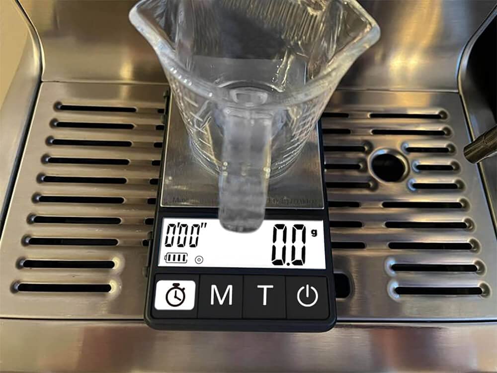 (Latest Version) Espresso Scale with Timer 1000g x 0.1g, Espresso Coffee Scale for Drip Tray, 35 Ounces/0.01oz,Coffee Scale Espresso with Silicone Mat,Large Backlit Display,Batteries