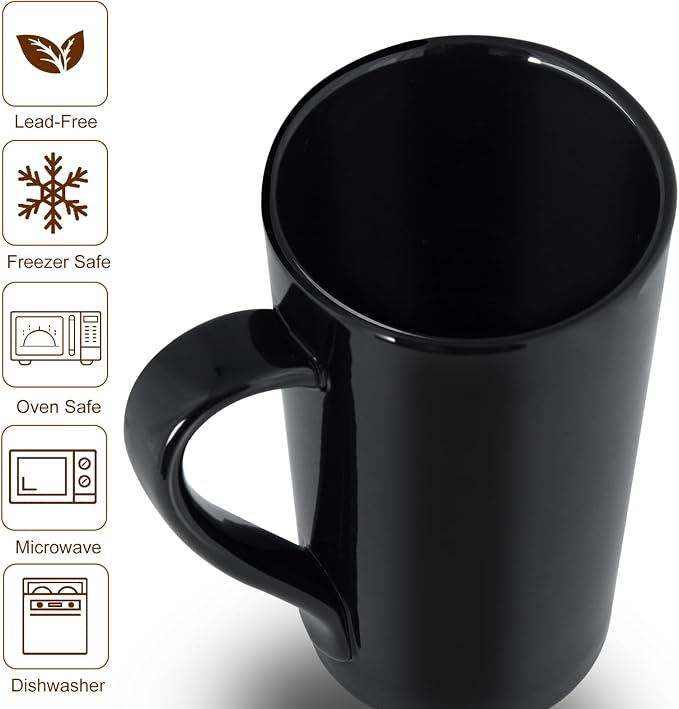 20oz Porcelain Coffee Mugs Set of 2, Large Tall Ceramic Coffee Cups - Image 2