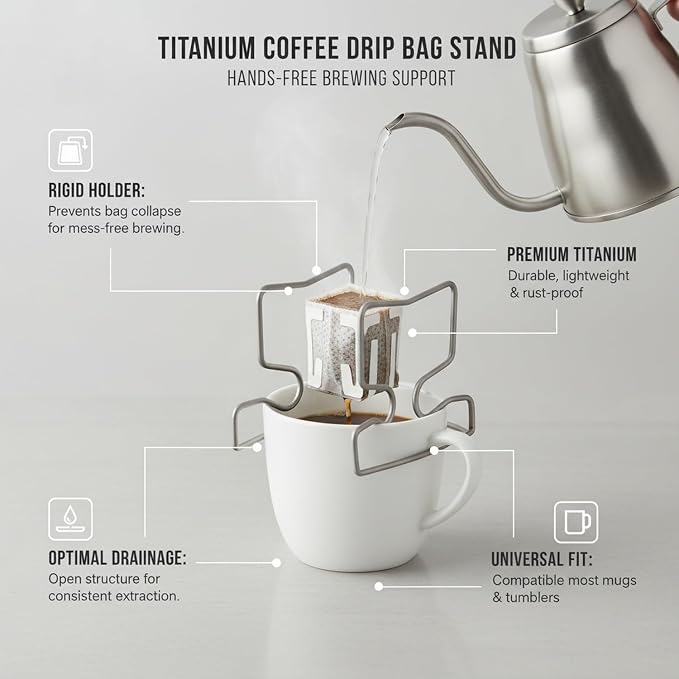 Titanium Drip Coffee Bag Holder Stand, Rigid Single-Serve Filter Support - Image 4