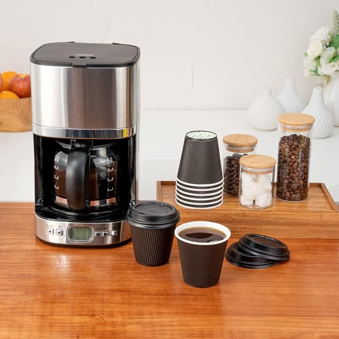 Restaurantware 8 Ounce Paper Coffee Cups, 25 Ripple Disposable Paper Cups - Image 3