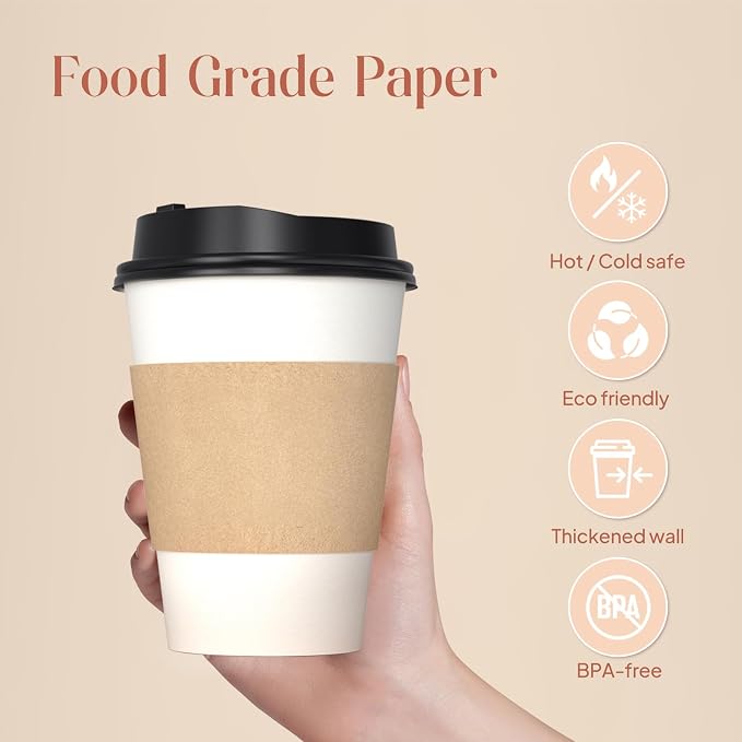 50 Pack 12 oz Compostable Coffee Cups - Image 2