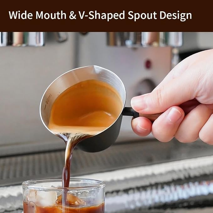 watchget Stainless Steel Espresso Cups, Double Spout & Dual Scale Measuring Cup - Image 3