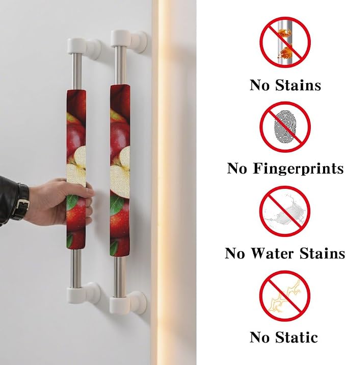 Red Fresh Fruit Apples Refrigerator Door Handle Cover, Kitchen Decor Door - Image 3