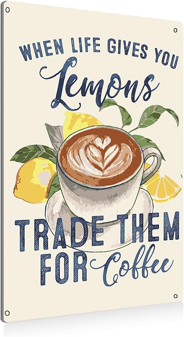BEASTZHENG Funny Kitchen Lemon Coffee Tin Sign Wall Art Decor Accessories | by BEASTZHENG