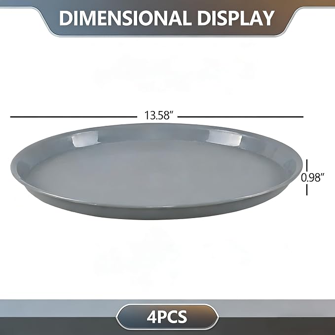 4 Pcs 13.6'' Restaurant Serving Trays, Plastic Non Slip Tray - Image 2